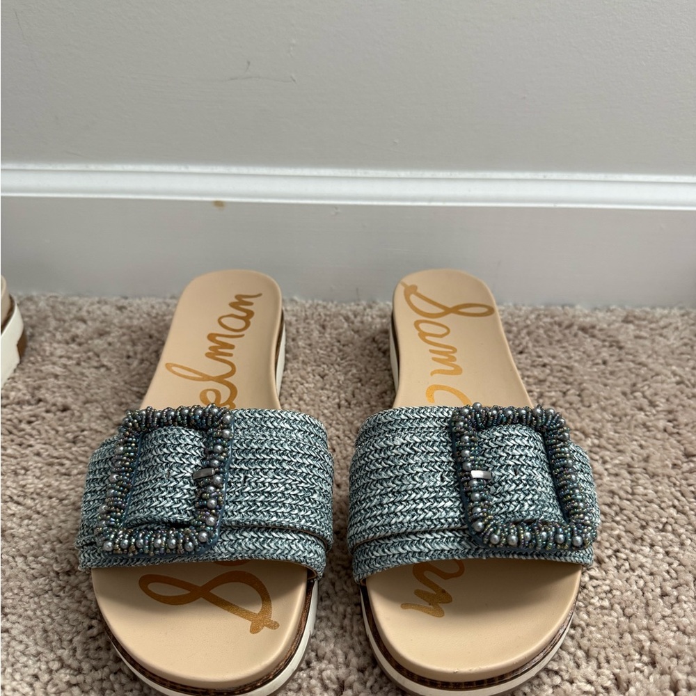 Sam Edelman Woven Blue Beaded Sandals